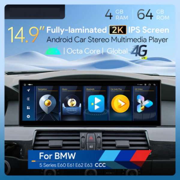 BMW 5 SERIES E60 2005 - 2008 14.9 INCH ANDROID APP...