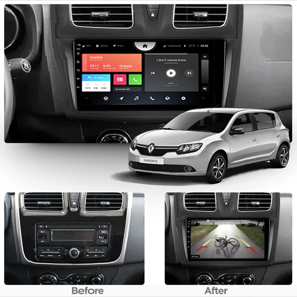 Renault Sandero Carplay Radio 2012 - 2019 10.1 Inch Android Navigation Touch Screen 