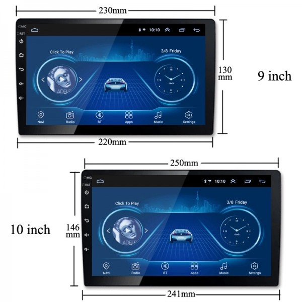 2 Din Android 8.1 10 Inch CAR NAVIGATION Multimedia Player